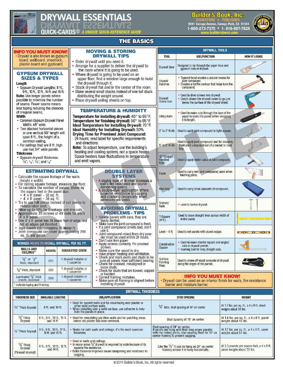 Installing & Finishing Drywall. Builder's Book, Inc.Bookstore