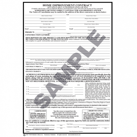 California Forms & Contracts | Builder's Book